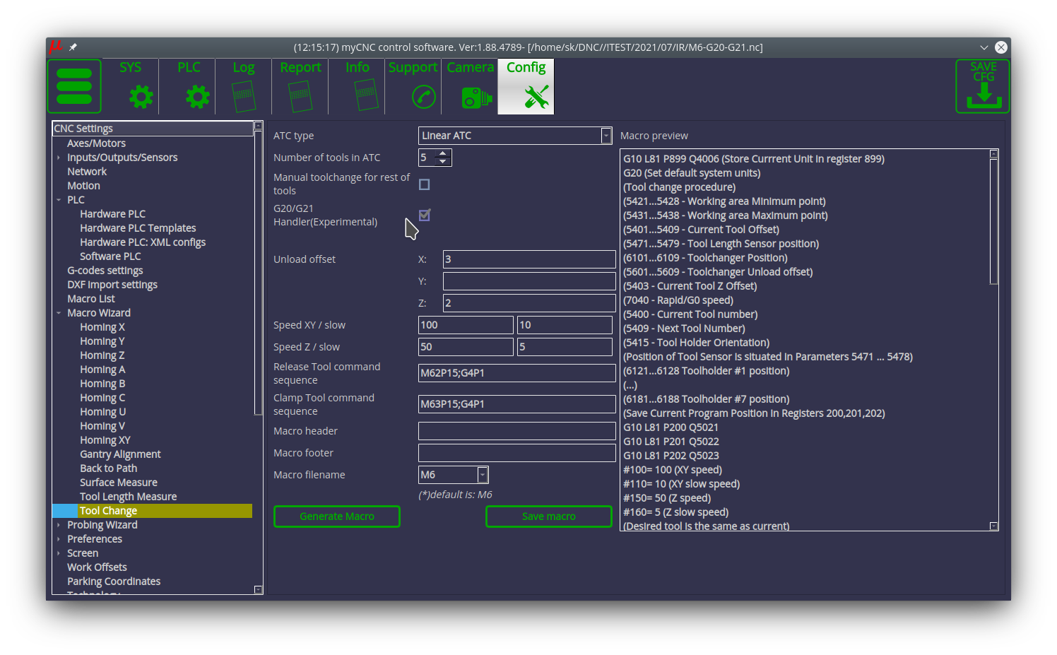 G20/G21 Handler config